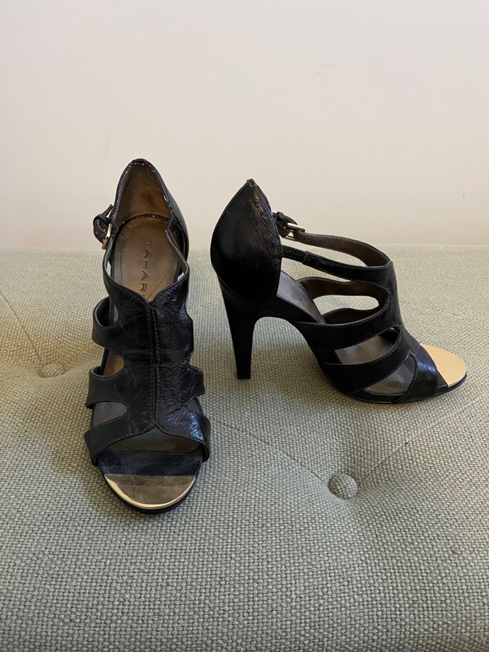 Tahari Black Open-Strap High Heel Sandals